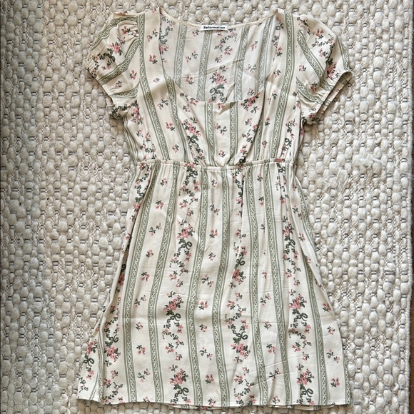 Reformation Dresses & Skirts - Reformation Floral Print Dress with Sage Green Stripes